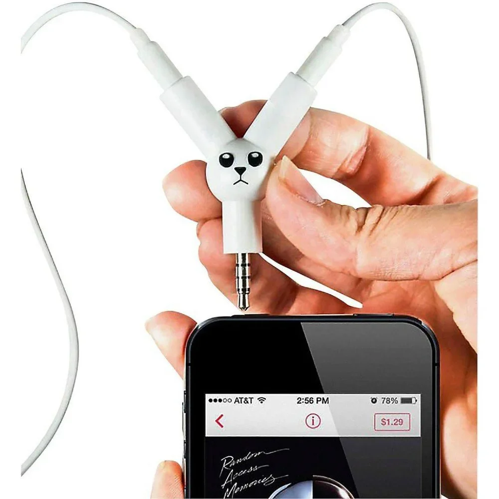 NWT Suck UK Jack Rabbit 3.5mm Headphone Splitter White
